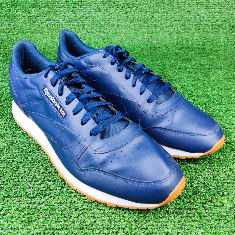 Reebok Sneakers Mens 14 Navy Blue Classic Leather Low Top GY3600 Gum Sole